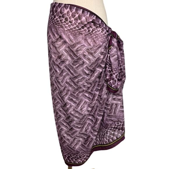 19v69 Italia extra large scarf wrap pareo sarong snake print purple 34 x 76" - Picture 3 of 7